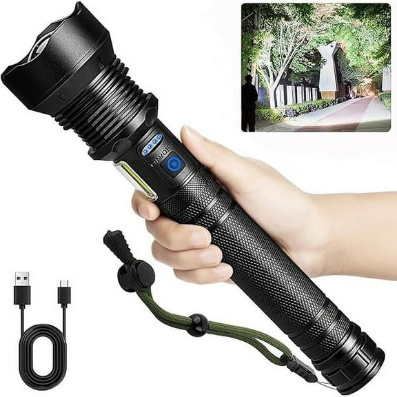 ZCFlashlights High Lumens Rechargeable, 990,000 Lumens Super Bright Led Flash Light, 7 Modes with COB Light, IPX6 Waterproof, Handheld Powerful Flashlight for Home, Camping, Emerge∩cies