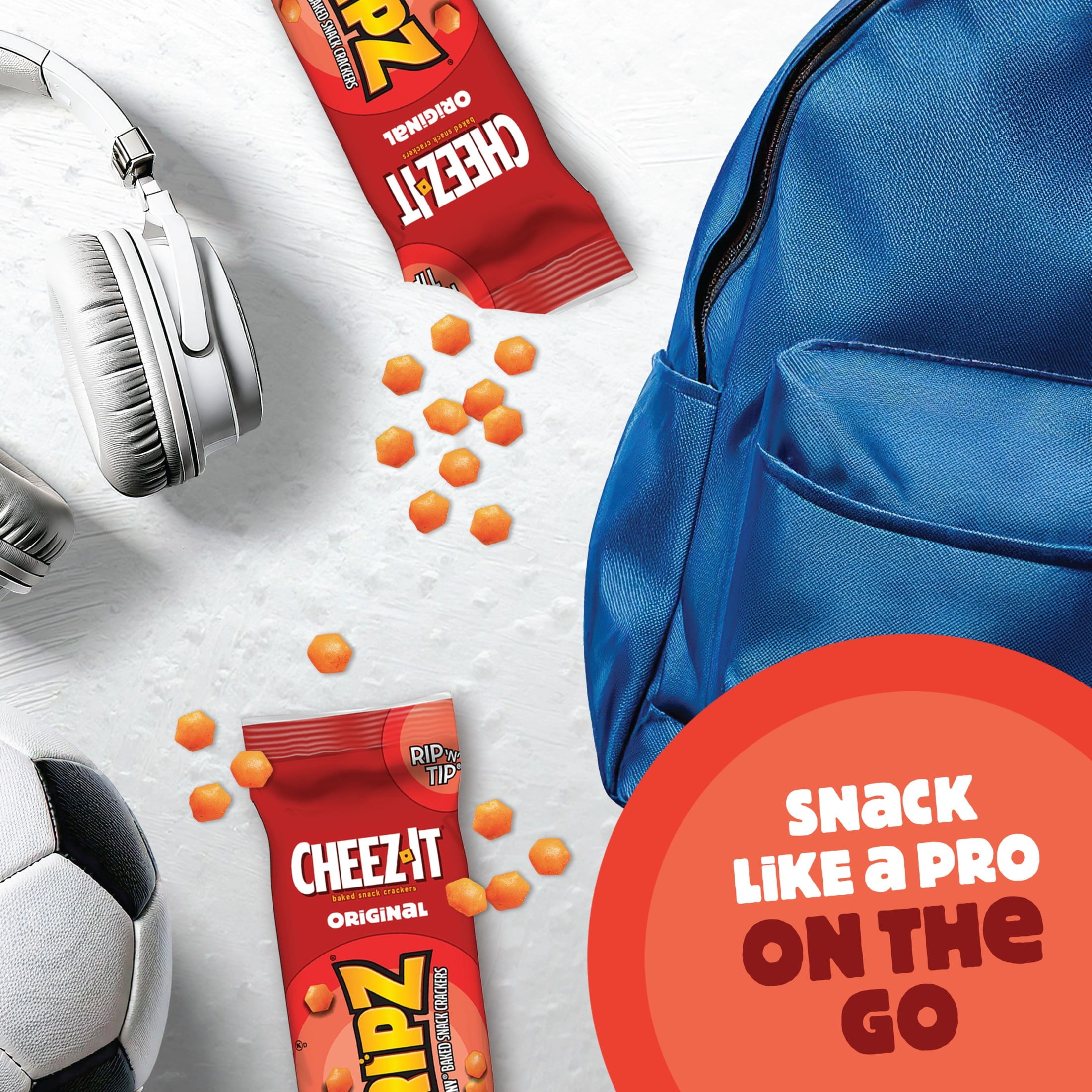 (4 pack) Gripz Cheez-It Original Mini Cheese Crackers, Kids Snacks, 12 Count