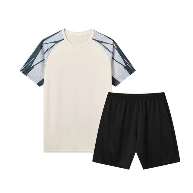 Miluxas Ensemble de Shorts Athlétiques pour Garçons - 2 Pcs T-Shirt de Performance Léger à Manches Courtes et Shorts de Course pour Garçons Beige TP(TP)
