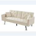 thumbnail image 5 of Convertible Sleeper Sofa Bed, Button Tufted Daybed with 3 Angle Adjustable Backrest, Linen Fabric Futon Sofa with 2 Cup Holders 2 Pillows, Folding Sofa Loveseat, for Living Room, Apartment, Beige, 5 of 9
