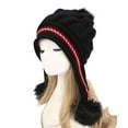thumbnail image 4 of WREESH Women's Winter Beanie With Print Warmth Fleece Protection Thick Hat Black, 4 of 5