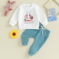 thumbnail image 4 of Douhoow Baby Boy Easter Outfits Toddler Long Sleeve Carrot Bunny Sweatshirt and Elastic Pants Fall 2 Piece Clothes, 4 of 9