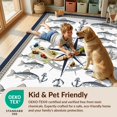 thumbnail image 4 of Design&I 8'x10' Washable Area Rug Nautical Beachy Compass Motif Border Bathroom Theme Themed Fish Flowing Dynamic for Living Room, Family Extra Large Skid-Resistant Low Profile, 4 of 7