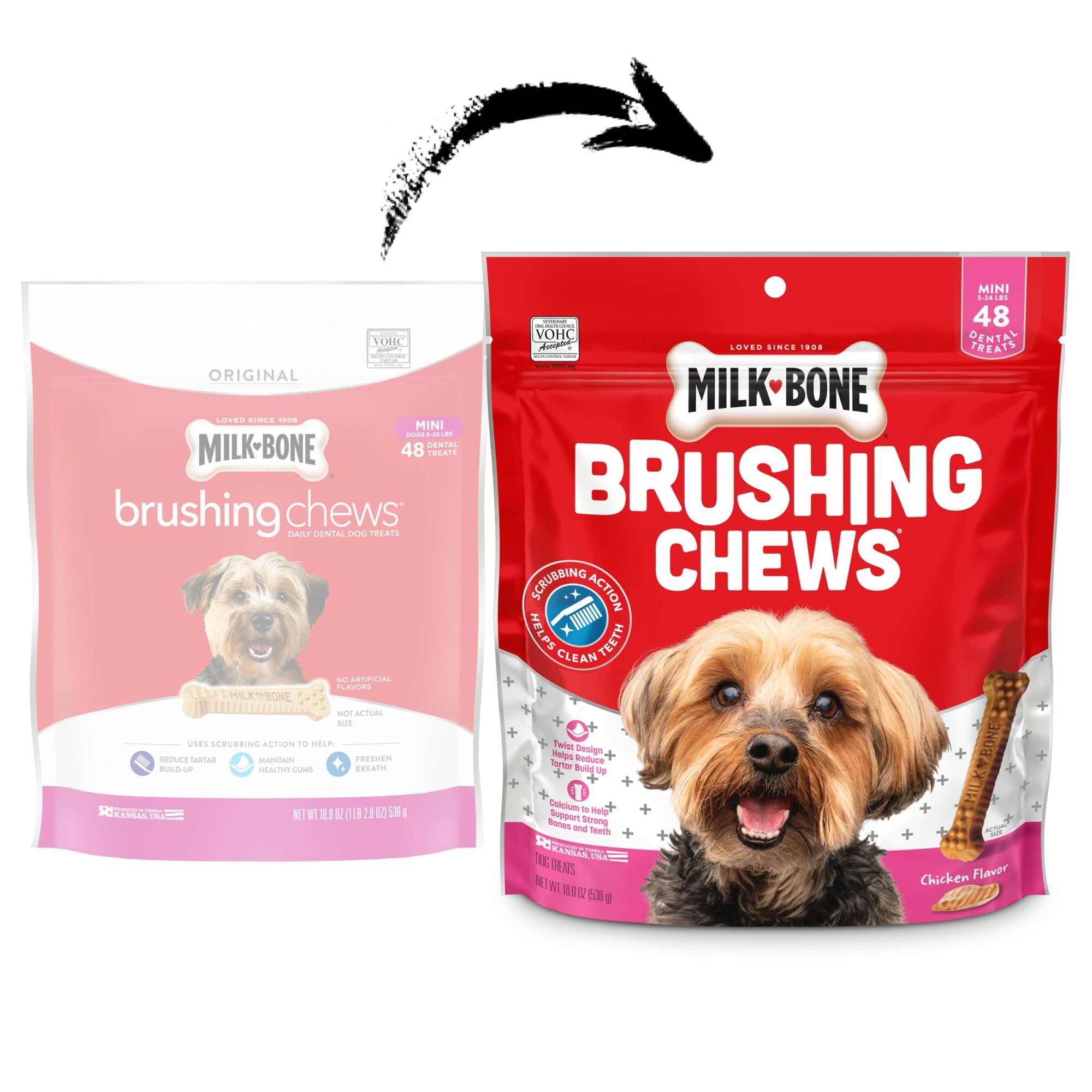 MILK-BONE Original Brushing Chews Daily Dental Dog Treats, Mini