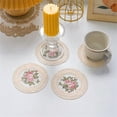 thumbnail image 6 of 6 Pcs Cloth Coasters for Drinks,Happon Vintage Floral Place Mats, Embroidery Craft Coasters,Heat-Resistant Fabric Tablemat for Wedding Party Decoration, 6 of 6