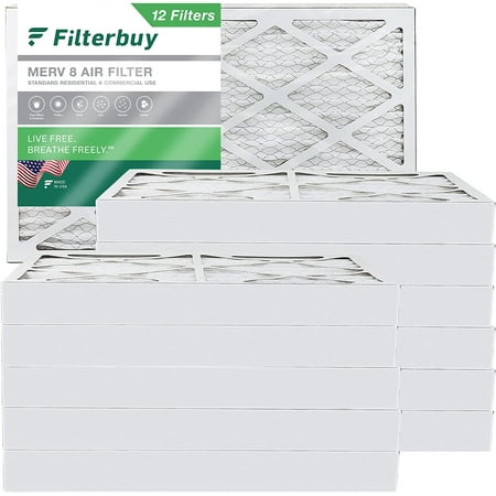 

Filterbuy 12.5x21x4 MERV 8 Pleated HVAC AC Furnace Air Filters (12-Pack)