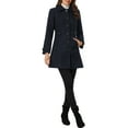 thumbnail image 2 of INSPIRE CHIC Women's Classic Single Breasted Winter Long Trenchcoat with Pockets L Dark Blue, 2 of 6