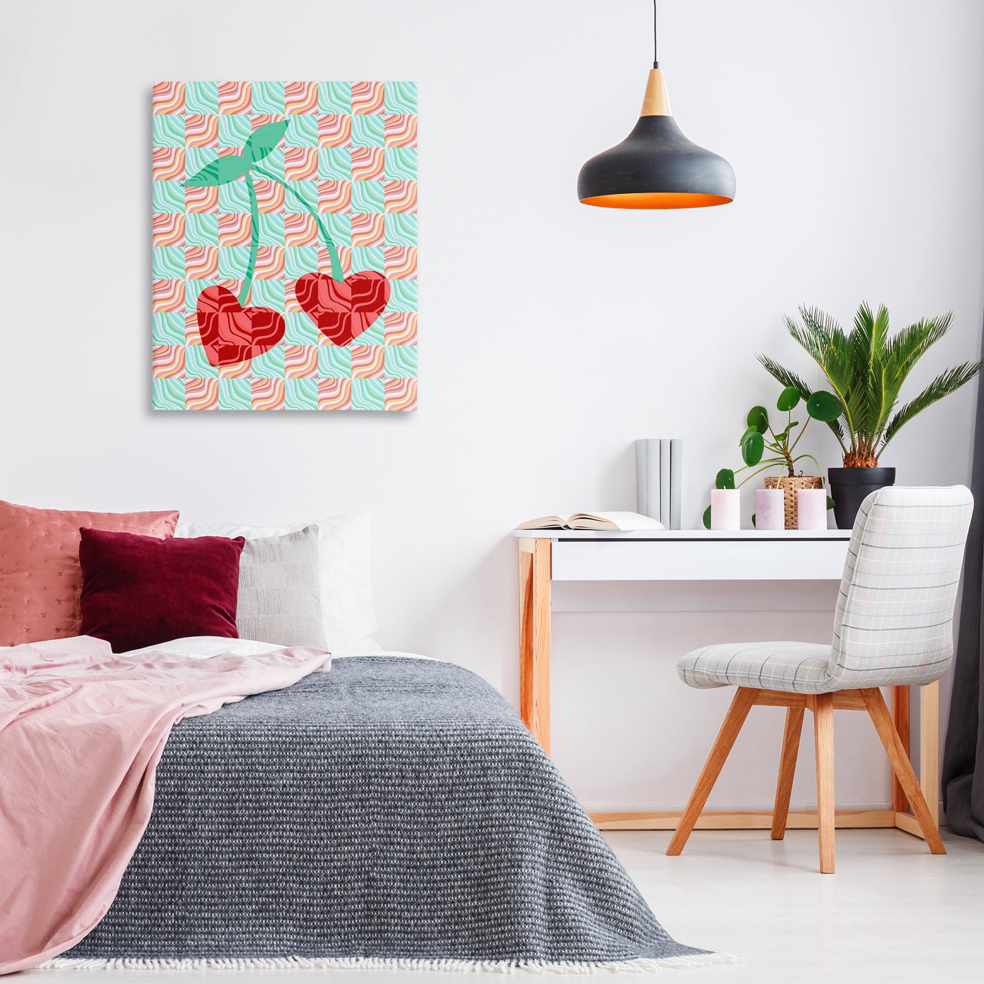 Stupell Industries Groovy Patterned Cherries Food & Beverage Painting Gallery Wrapped Canvas Art Print Wall Art, 30 x 40