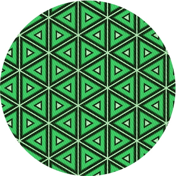 Ahgly Company Machine Washable Indoor Round Transitional Deep Emerald Green Area Rugs, 5' Round