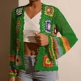 thumbnail image 3 of ZOELNIC Women's Floral Crochet Cardigan Hollow Out Open Front Long Sleeve Cardigan Sweater, XL, 3 of 7