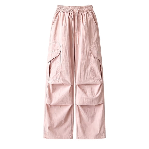 Cute Pants for Girls 10-12 Cargo Girls Parachute Cargo Pants Drawstring Causal Hiking Pants for Girls Pockets Lightweight Running Joggers