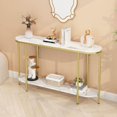 thumbnail image 6 of imerelez 42 inch Console Table 2 Tier Narrow Entryway Table with Storage Shelves Faux Marble Narrow Table for Living Bedroom Hallway Office Easy Assembly, Gold & White, 6 of 8