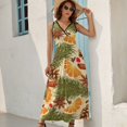 thumbnail image 5 of Orange And Spice Pinecones Christmas Dress Summer Street Style Bohemia Long Dresses Female Sleeveless Printed Maxi Dress, 5 of 9