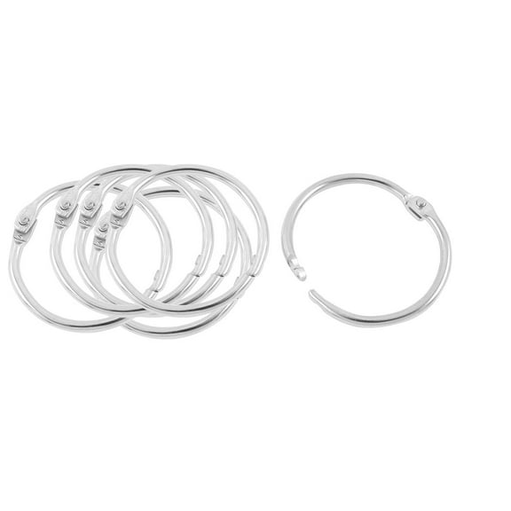 Unique Bargains 6pcs 25mm Inner Dia Book Office Metal Loose Leaf Binder Hinge Snap Ring Keyring