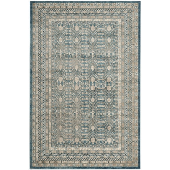 SAFAVIEH Sofia Cionadogh Border Area Rug, Blue/Beige, 6'7" x 9'2"