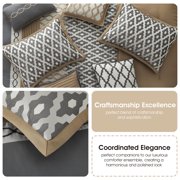 Nanshing Donovan 10PC Geometric Luxury Comforter Set, Grey, Queen