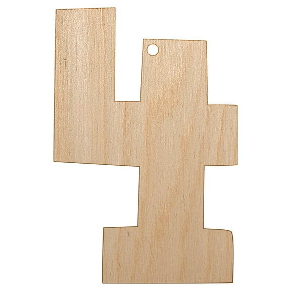 Number 4 Four Fun Bold Font Wood Holiday Christmas Tree Ornament Unfinished DIY Pre-Drilled Craft