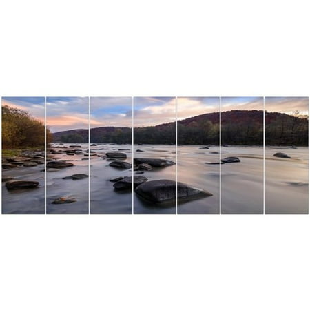 G&s Design - Design Art 'Rocky Mountain River in Autumn' Photographic Print Multi-Piece Image on Canvas