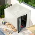 thumbnail image 5 of YODOLLA 8' x 6' Outdoor Storage Side Shed Metal Attached Lean-To Shed with Lockable Door for Backyard in White, 5 of 7