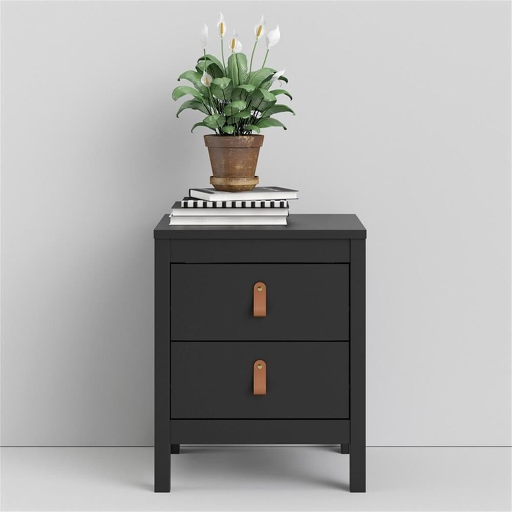 Home Square 2 Piece 2 Drawer Nightstand Set in Black Matte