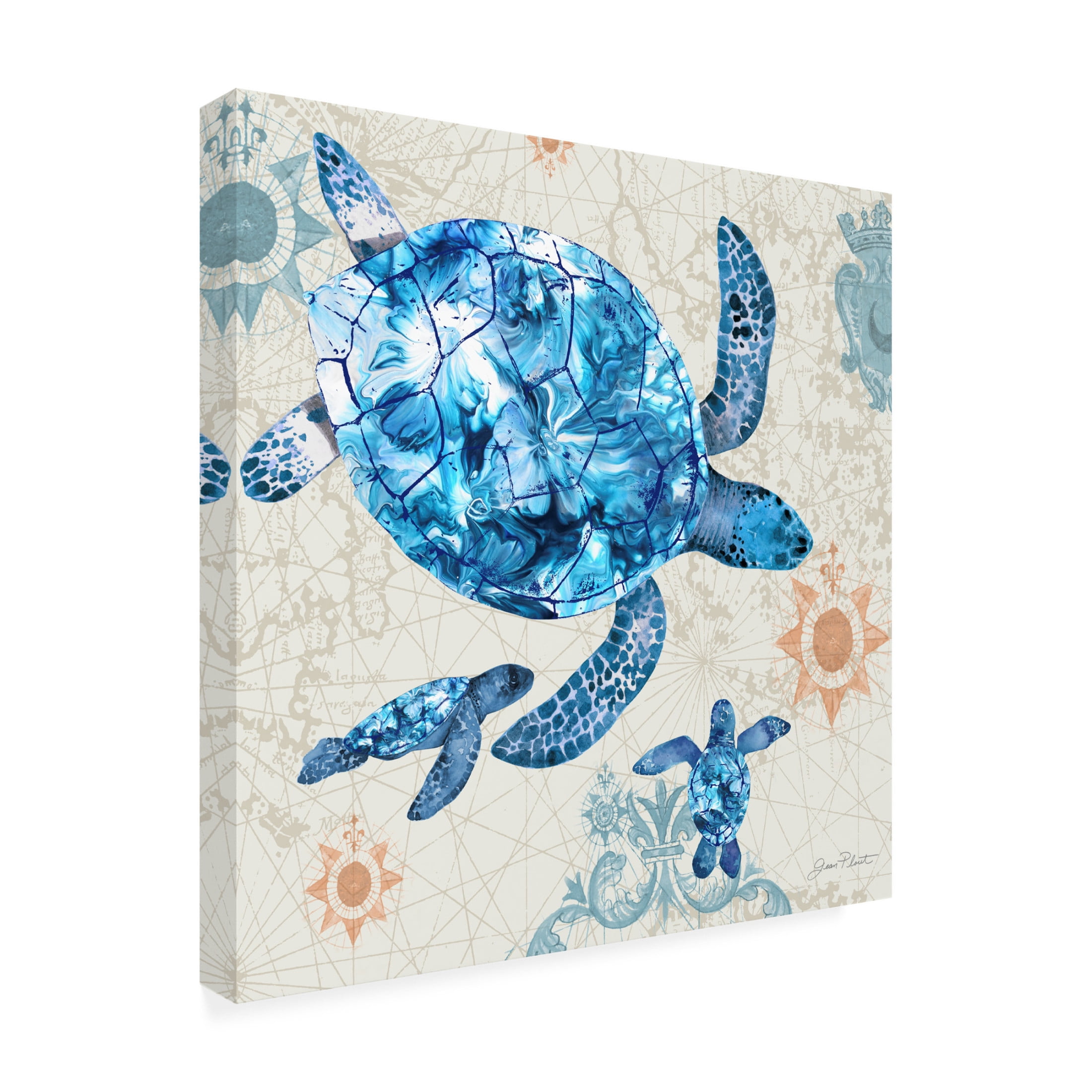 Canvas Wall Art - Jean Plout 'Coastal Collection C' Wall Art for Living Room, Bedroom, or Office Décor by Trademark Fine Art - 24 x 24 Inches