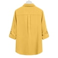 thumbnail image 7 of Miluxas Womens Button Down Shirts Casual Long Sleeve Blouses Lapel Dress Shirt Textured Work Tops Yellow, 7 of 7