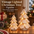 thumbnail image 2 of 2 Pcs Vintage Lighted Christmas Tree Figurine, Christmas Tree Village with Warm Lights, Table Christmas Tree with Lights, Mini Tabletop Decor Warm Glow Home, Nostalgic Winter Pines Gift, 2 of 6