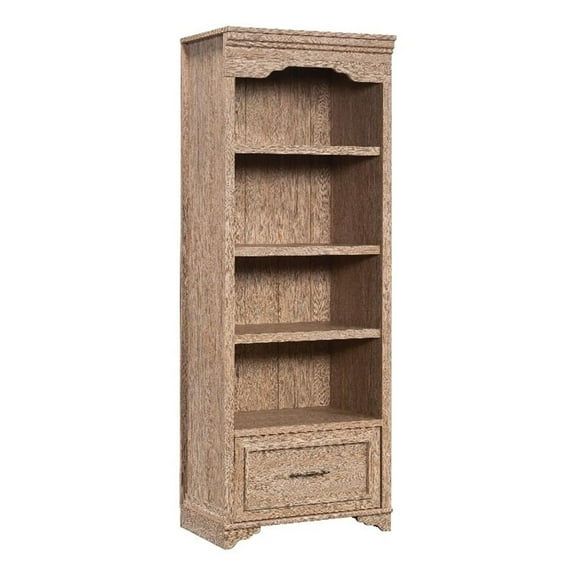 Pemberly Row Engineered Wood 4 Shelf Bookcase in Brushed Oak