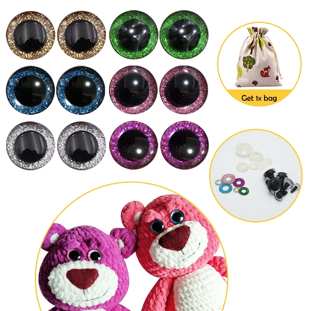 MageCrux 10Sets 16MM Stuffed Toys Glitter Safety Eyes Nonwovens Washer  Clear Doll Eyes 