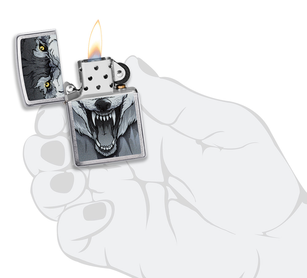 Zippo Street Chrome Wolf Windproof Pocket Lighter