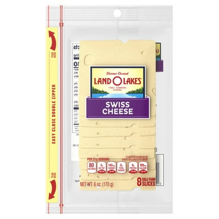 Land O Lakes Swiss Cheese, Packaged Sliced Cheese, 6 oz, 8 slices