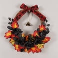 thumbnail image 3 of Halloween Wreaths for Front Door,16 inch Black Rose Halloween Wreaths with Lights Berry Maple Leaf Small Bell,Scary Halloween Home Decoration for Indoor,Outdoor,Wall Window,Porch,Garden,Home,Party, 3 of 9