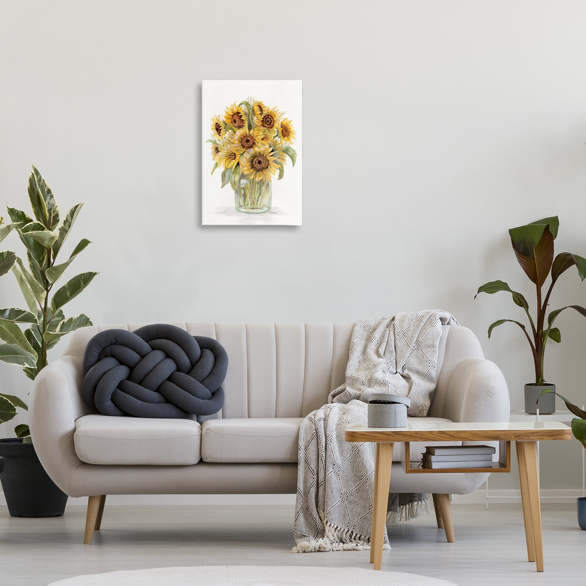 Stupell Industries Sunflower Jar Bouquet Botanical & Floral Painting Gallery Wrapped Canvas Art Print Wall Art, 16 x 24