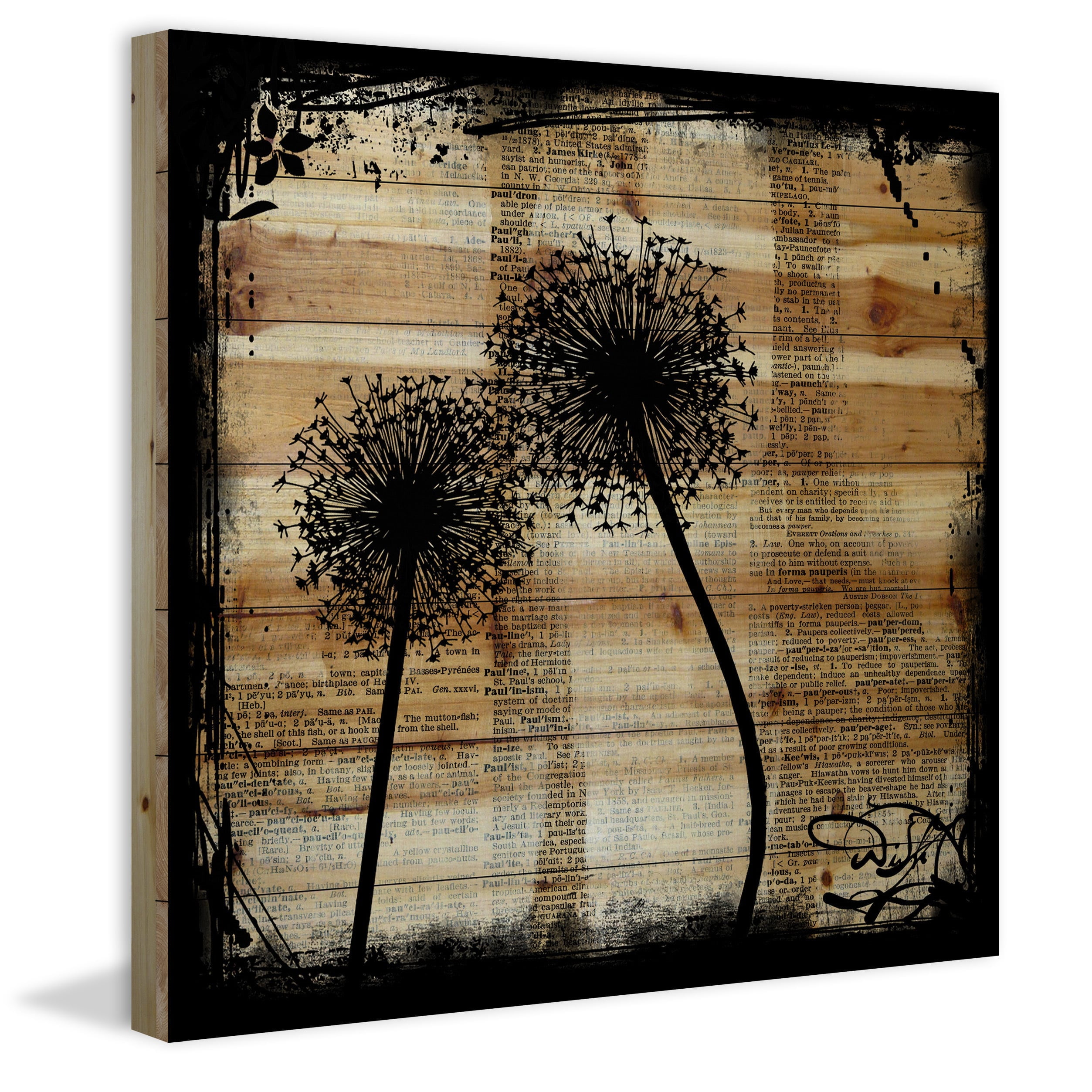 "Wish Dandy" Painting Print on Natural Pine Wood