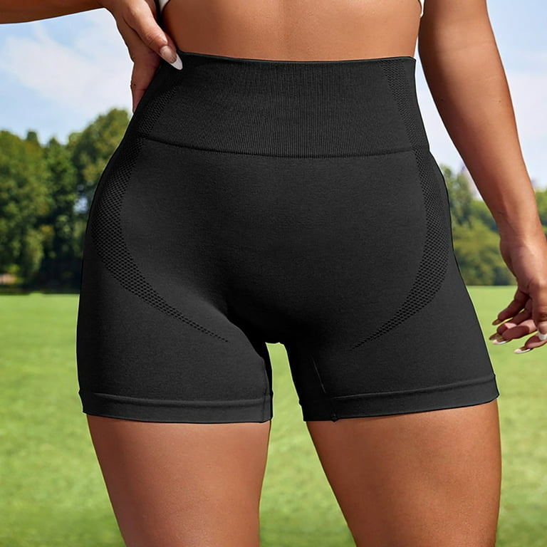 CLZOUD Yoga Wear for Women Black Nylon,Spandex Women Fashion Solid Pant  Leggings Pants Slim Shorts High Waist Sport Pants M
