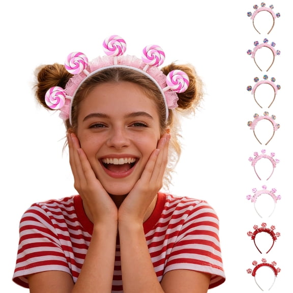 UJNDER Women's Candy Lollipop Headband for Amusement Park Style Hair Girl Headbands,02_Light Pink,One Size