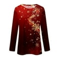 thumbnail image 4 of Womens Christmas Tops Long Sleeve Shirts Print Crew Neck Pullover Casual Street Style Fashion Festive Occasions Fall Clothes For Women Tees Blouses, 4 of 5