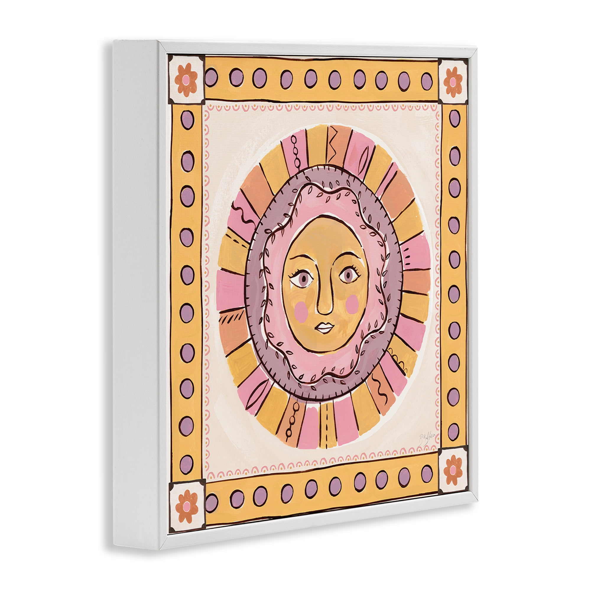 Stupell Industries Pastel Sun Face with Border White Framed Giclee Art, design by Two If By Sea Studios