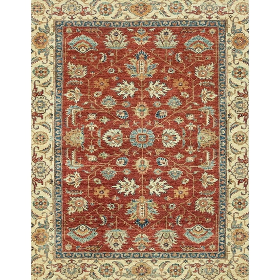Ahgly Company Indoor Rectangle Abstract Red Oriental Area Rugs, 5' x 7'