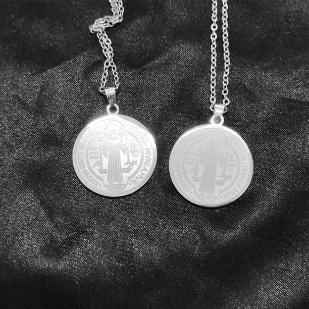 Collar con Colgante de Disco Nikou Acero Inoxidable Patrón Cruz de Dios