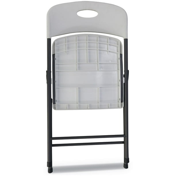 Alera Molded Resin Folding Chair, White Seat/White Back, Dark Gray Base