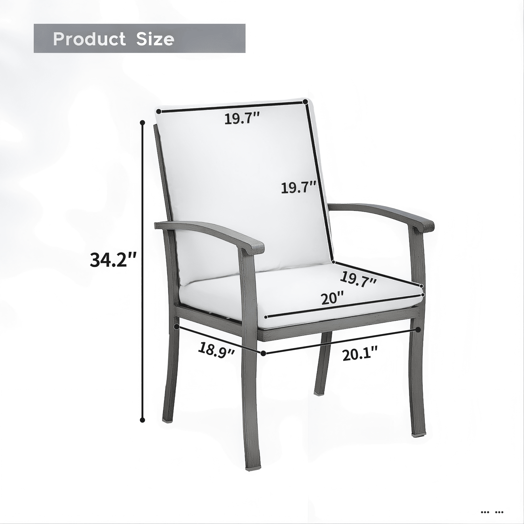 Outdoor Dining Chairs Set of 4, Patio Dining Chairs with Curved Armrest & Aluminum Frame, Removable Cushions for Patio, Deck, Yard, Porch, Grey