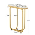 thumbnail image 6 of Barara King 26Inch Tall Faux Narrow Nightstand Sofa Table with Stylish Gold Frame, Half-Flower Accent End Table Side Table for Small Spaces, Living Room, Bedroom, White & Gold, 6 of 6