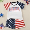 thumbnail image 4 of Gerichy Little Boy 4th of July Outfit USA American Flag T-shirt+Casual Shorts Independence Day Clothes,12-18 Months, 4 of 7
