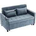 thumbnail image 3 of Blue Chenille Loveseat Sofa Bed with Removable Cushions / Comfort and Function in Living Space, 3 of 5