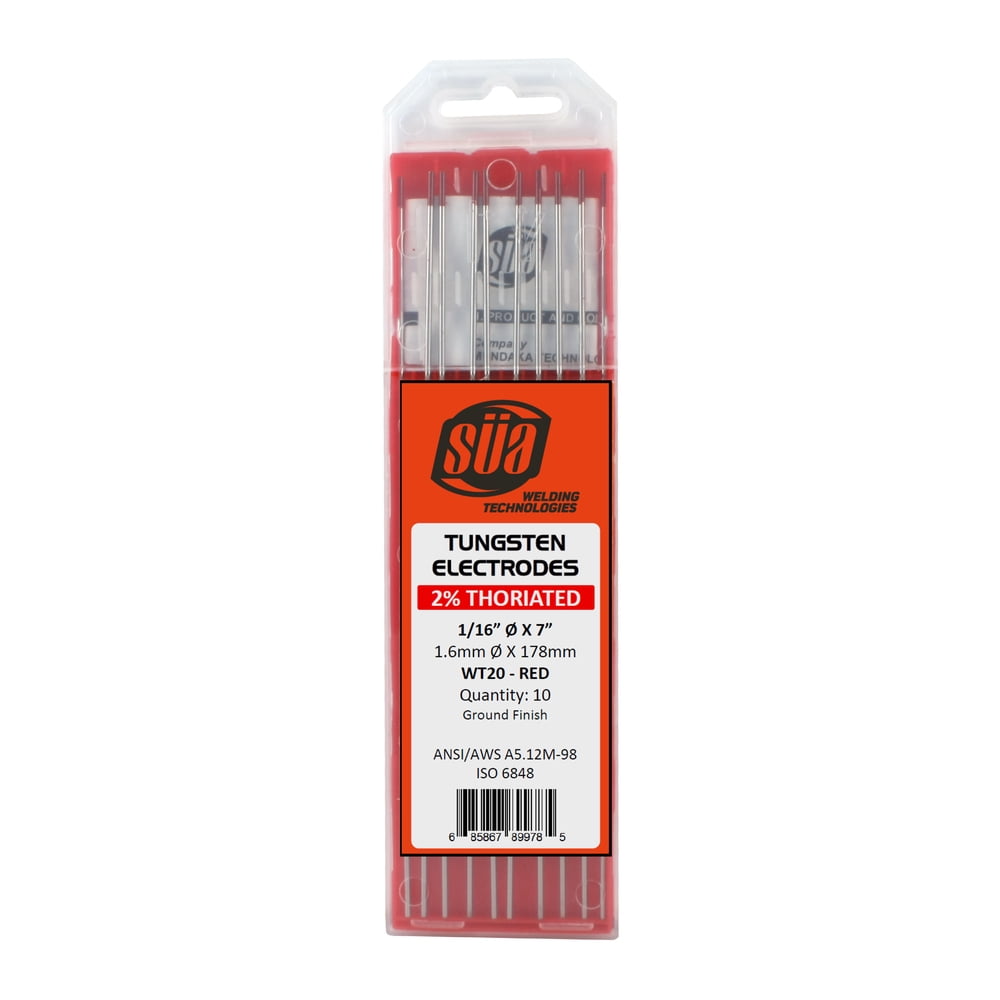SÜA 2 Thoriated Tungsten Electrode TIG Welding 1/16" x 7" (Red