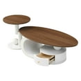 thumbnail image 4 of GZXS Nesting Coffee Table Set of 2 - with Brown Wood Grain Top and White Metal Base, Modern Decorative Center Table w/ 1 Drawer, Geometric Round End Table for Home Decor and Living Space, 4 of 8
