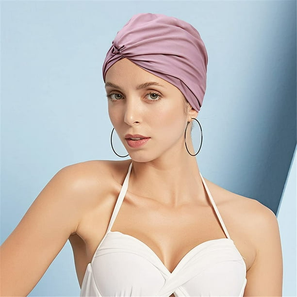 Bonnets de bain pour femmes Nylon de natation en tissu plissé