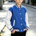 thumbnail image 6 of Lutiedan Kids Varsity Baseball Bomber Jacket Boys Girls Long Sleeve Button down Jackets Unisex School Uniform Jackets Size 1-15, 6 of 7