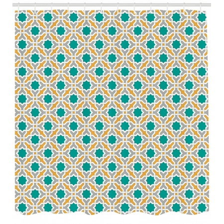 Teal Shower Curtain Islamic Geometric Pattern Eastern Religions